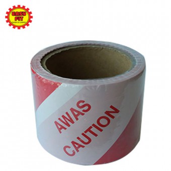 7.5CM X 60M RED / WHITE AWAS CAUTION WARNING TAPE / WARNING CAUTION TAPE / AWAS TAPE